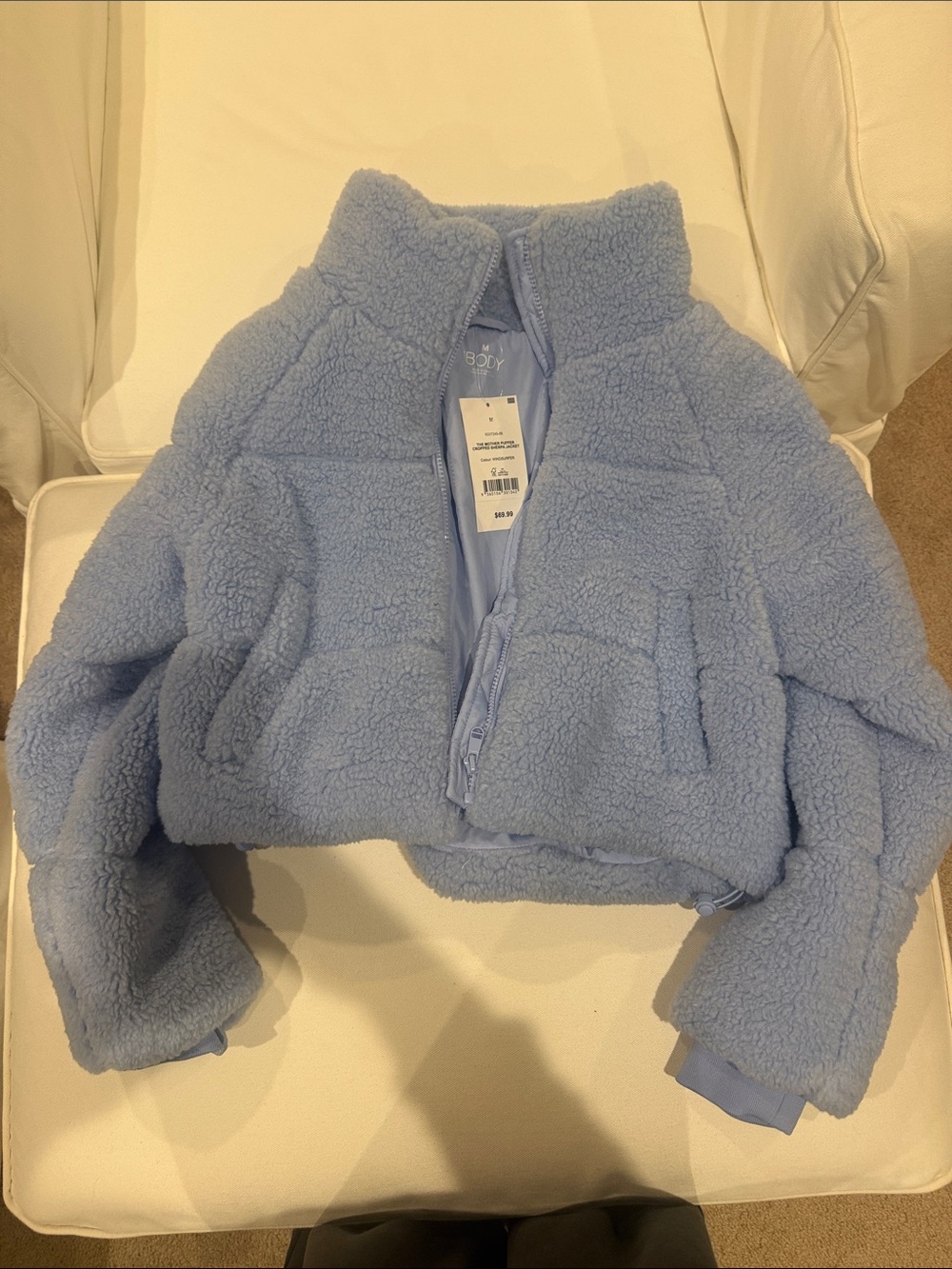Cotton On Light Blue Kids Sherpa Puffer Jacket